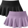 Saonta  Women 2 Piece Mini Skirts 2 in 1 Flowy Sexy Basic Stretchy Flared Casual Skirts