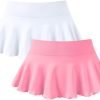 Saonta  Women 2 Piece Mini Skirts 2 in 1 Flowy Sexy Basic Stretchy Flared Casual Skirts