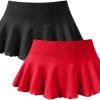 Saonta  Women 2 Piece Mini Skirts 2 in 1 Flowy Sexy Basic Stretchy Flared Casual Skirts