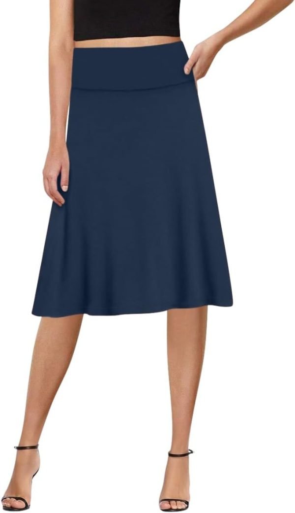 Saonta  A-Line Midi Skirts for Women- High Waist Knee Length Casual Flared Flowy Skirt Made in USA