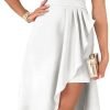 Saonta  Womens One Shoulder Sleeveless Ruffle Empire Waist Asymmetrical High-Low Bodycon Formal Wedding Guest Midi Dresses