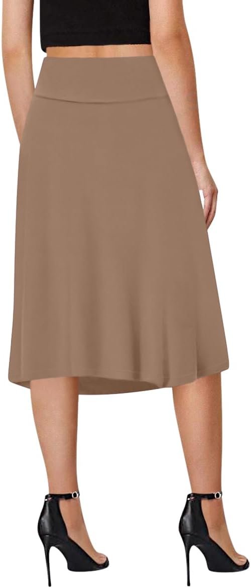 Saonta  A-Line Midi Skirts for Women- High Waist Knee Length Casual Flared Flowy Skirt Made in USA