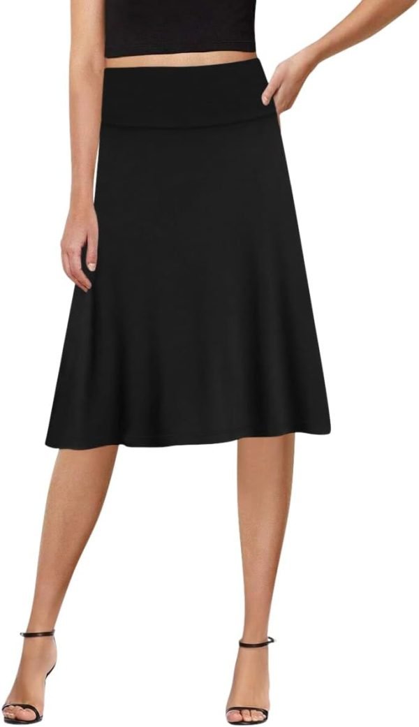 Saonta  A-Line Midi Skirts for Women- High Waist Knee Length Casual Flared Flowy Skirt Made in USA