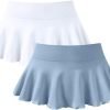 Saonta  Women 2 Piece Mini Skirts 2 in 1 Flowy Sexy Basic Stretchy Flared Casual Skirts