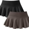 Saonta  Women 2 Piece Mini Skirts 2 in 1 Flowy Sexy Basic Stretchy Flared Casual Skirts