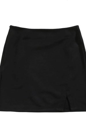 41_1ZDJX-HS._AC_SL1500 Saonta Women's Split Hem Zipper Side Bodycon Mini Skirt