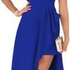Saonta  Womens One Shoulder Sleeveless Ruffle Empire Waist Asymmetrical High-Low Bodycon Formal Wedding Guest Midi Dresses