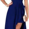 Saonta  Womens One Shoulder Sleeveless Ruffle Empire Waist Asymmetrical High-Low Bodycon Formal Wedding Guest Midi Dresses