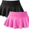 Saonta  Women 2 Piece Mini Skirts 2 in 1 Flowy Sexy Basic Stretchy Flared Casual Skirts