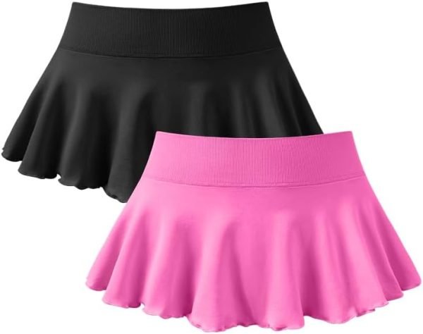 Saonta  Women 2 Piece Mini Skirts 2 in 1 Flowy Sexy Basic Stretchy Flared Casual Skirts