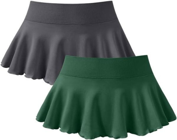 Saonta  Women 2 Piece Mini Skirts 2 in 1 Flowy Sexy Basic Stretchy Flared Casual Skirts