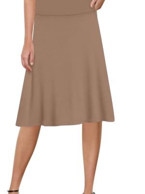 41plrXb1m4L._AC_SL1198 Saonta A-Line Midi Skirts for Women- High Waist Knee Length Casual Flared Flowy Skirt Made in USA