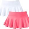 Saonta  Women 2 Piece Mini Skirts 2 in 1 Flowy Sexy Basic Stretchy Flared Casual Skirts