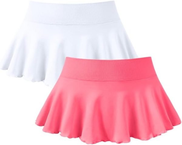 Saonta  Women 2 Piece Mini Skirts 2 in 1 Flowy Sexy Basic Stretchy Flared Casual Skirts