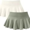 Saonta  Women 2 Piece Mini Skirts 2 in 1 Flowy Sexy Basic Stretchy Flared Casual Skirts