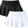 Saonta  Women 2 Piece Mini Skirts 2 in 1 Flowy Sexy Basic Stretchy Flared Casual Skirts