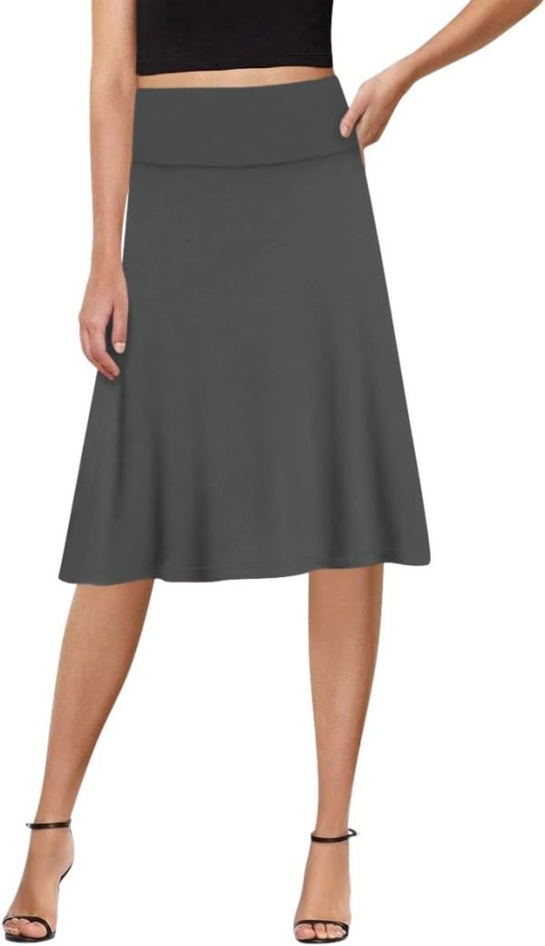 Saonta  A-Line Midi Skirts for Women- High Waist Knee Length Casual Flared Flowy Skirt Made in USA