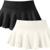 Saonta  Women 2 Piece Mini Skirts 2 in 1 Flowy Sexy Basic Stretchy Flared Casual Skirts