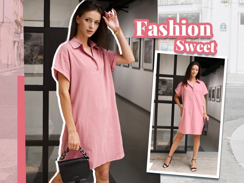 casual dresses for women 2023 trendy button down dress shift dress cotton dresses with pockets