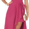 Saonta  Womens One Shoulder Sleeveless Ruffle Empire Waist Asymmetrical High-Low Bodycon Formal Wedding Guest Midi Dresses