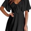 Saonta  Womens Dresses 2024 Spring Summer Deep V Neck Elegant Bow tie Mini Dress S-XL