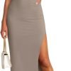 Saonta  Women's Sleeveless Bodycon Maxi Dress 2024 Mock Neck Ruched Side Slit Long Tank Dress