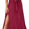 Saonta  Women's Square Neck Ruffle Split Midi Elegant Formal Wedding Guest Cocktail Bridesmaid Graduation Party Dresses 2024