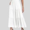 Saonta  Women??s Summer Boho Elastic Waist A-Line Beach Flowy Swing Ruffle Hem Tiered Maxi Skirt with Pockets