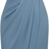 Saonta  KARIN Women's Halterneck Sleeveless Ruched Bodycon Slit Wrap Party Cocktail Midi Dress