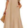Saonta  Women's 2024 Summer Short Sleeve Maxi Dress Casual Crewneck Swing A Line Long T Shirt Dress with Pockets