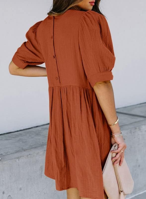 Saonta  Womens Summer Spring V Neck Ruffle Chiffon Elegant Empire Waist Mini Short Swing Skater Dresses