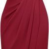 Saonta  KARIN Women's Halterneck Sleeveless Ruched Bodycon Slit Wrap Party Cocktail Midi Dress