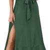 Saonta  Women's Square Neck Ruffle Split Midi Elegant Formal Wedding Guest Cocktail Bridesmaid Graduation Party Dresses 2024