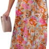 Saonta  Womens Strapless Dresses Casual Summer High Waist Side Split Flowy Boho Maxi Dress