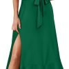 Saonta  Women's Square Neck Ruffle Split Midi Elegant Formal Wedding Guest Cocktail Bridesmaid Graduation Party Dresses 2024