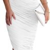 Saonta Women's Ruched Bodycon Dress 2024 Summer One Shoulder Sleeveless Party Cocktail Pencil Dresses