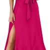 Saonta  Women's Square Neck Ruffle Split Midi Elegant Formal Wedding Guest Cocktail Bridesmaid Graduation Party Dresses 2024