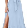 Saonta  Women's Square Neck Ruffle Split Midi Elegant Formal Wedding Guest Cocktail Bridesmaid Graduation Party Dresses 2024