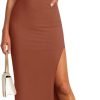Saonta  Women's Sleeveless Bodycon Maxi Dress 2024 Mock Neck Ruched Side Slit Long Tank Dress