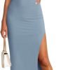 Saonta  Women's Sleeveless Bodycon Maxi Dress 2024 Mock Neck Ruched Side Slit Long Tank Dress