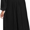 Saonta  Womens V Neck Flowy Ruffle Pleated Casual Fall Dress