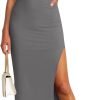 Saonta  Women's Sleeveless Bodycon Maxi Dress 2024 Mock Neck Ruched Side Slit Long Tank Dress