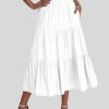 Saonta  Women??s Summer Boho Elastic Waist A-Line Beach Flowy Swing Ruffle Hem Tiered Maxi Skirt with Pockets