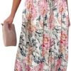 Saonta  Womens Strapless Dresses Casual Summer High Waist Side Split Flowy Boho Maxi Dress