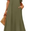 Saonta  Women's 2024 Summer Short Sleeve Maxi Dress Casual Crewneck Swing A Line Long T Shirt Dress with Pockets