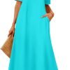 Saonta  Women's 2024 Summer Short Sleeve Maxi Dress Casual Crewneck Swing A Line Long T Shirt Dress with Pockets