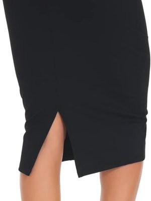 51hsBESaq1L._AC_SL1500 Saonta E Women's High Waist Tummy Control Pencil Skirts Stretchy Bodycon Midi Skirt below Knee with Back Slit