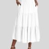 Saonta  Women??s Summer Boho Elastic Waist A-Line Beach Flowy Swing Ruffle Hem Tiered Maxi Skirt with Pockets