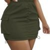 Womens Saonta  Skirt Y2k High Waisted Pencil Mini Skirts for Women Sexy Trendy Short Side Drawstring Ruched Bodycon Cute Skirts