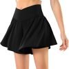 Womens Tennis Skirt with Pockets Crossover High Waisted Athletic Shorts Golf Skorts Flowy Running Workout Shorts